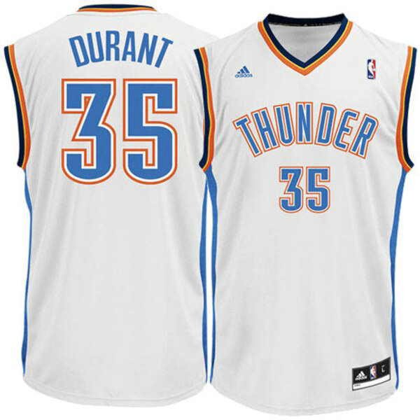 Camiseta Kevin Durant 35 Oklahoma City Thunder adidas Blanco Nino